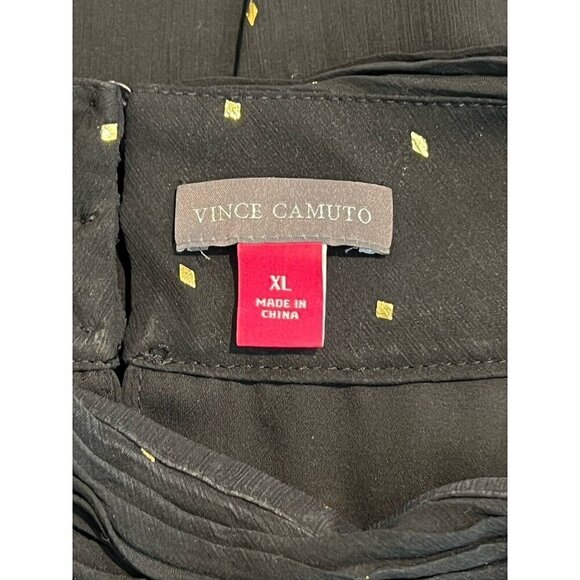 Vince Camuto Blouse Black Gold Diamond Medium Festive Sexy Classic Old Money - Picture 9 of 9
